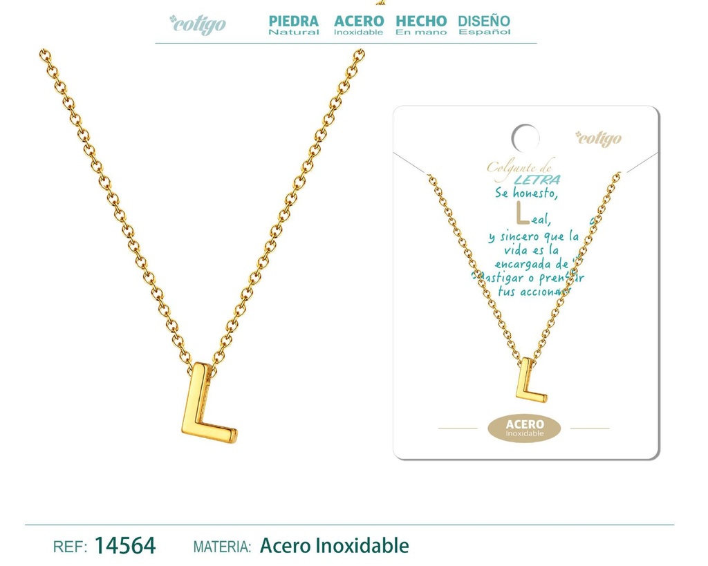 Collar letra L color dorado - Joyería personalizable y elegante