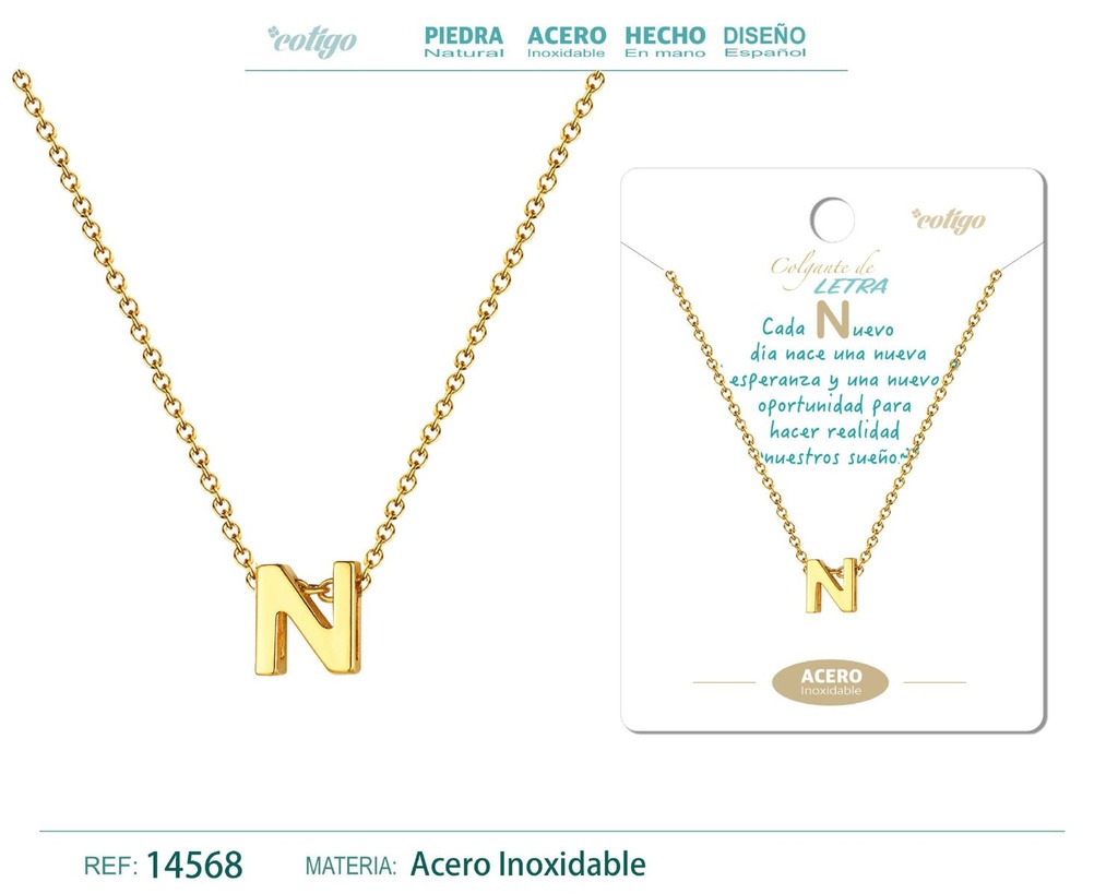 Collar letra N color dorado - Joyería personalizable y elegante