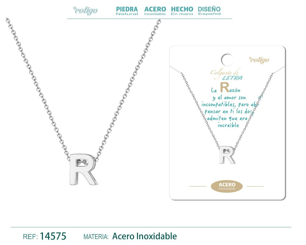 Collar letra R color plateado - Joyería personalizable y elegante