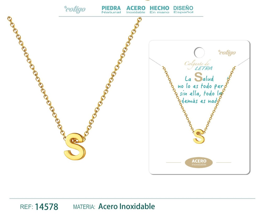 Collar letra S color dorado - Joyería personalizable y elegante
