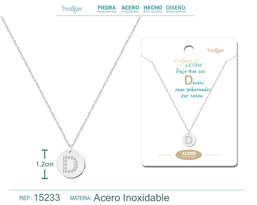 Collar con letra D en color plateado - Joyería personalizada