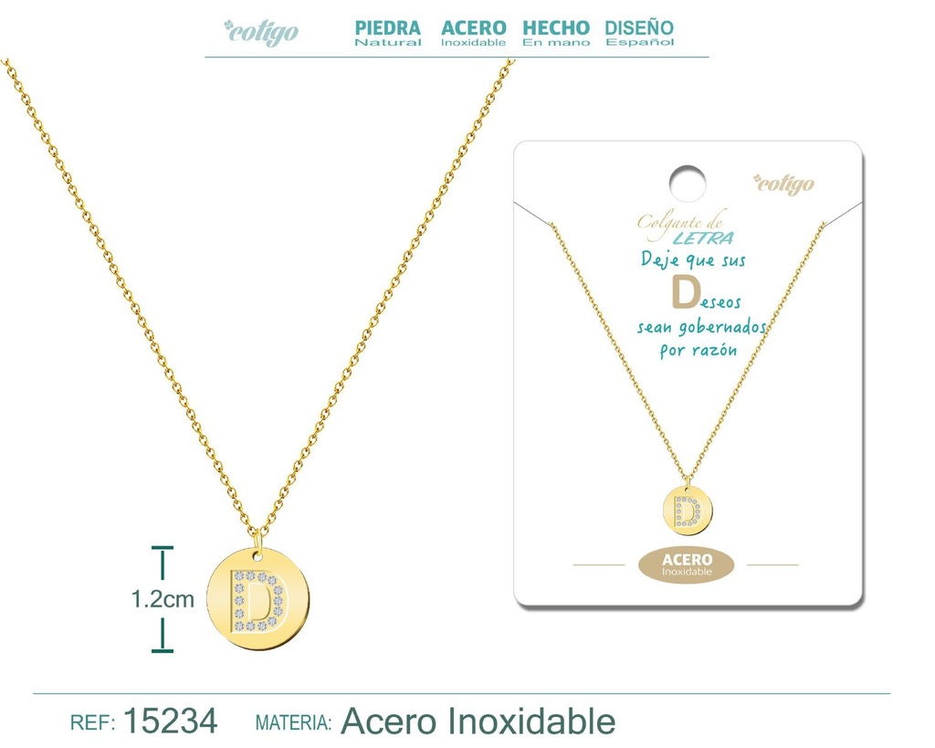 Collar con letra D en color dorado - Joyería personalizada