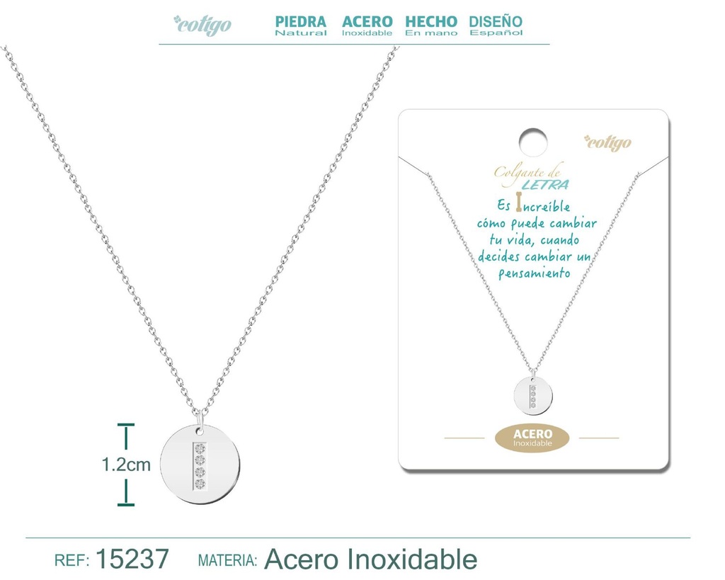 Collar con letra I en color plateado - Joyería personalizada