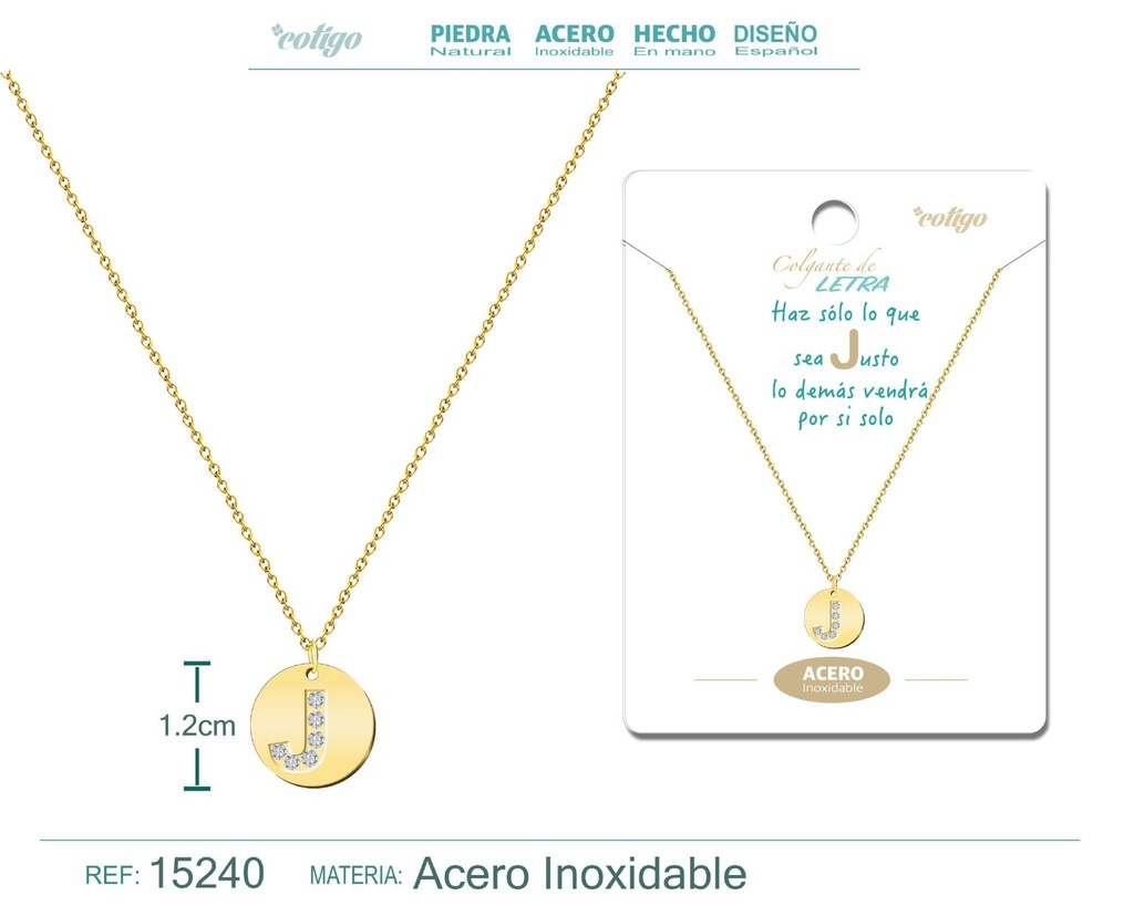 Collar con letra J en color dorado - Joyería personalizada
