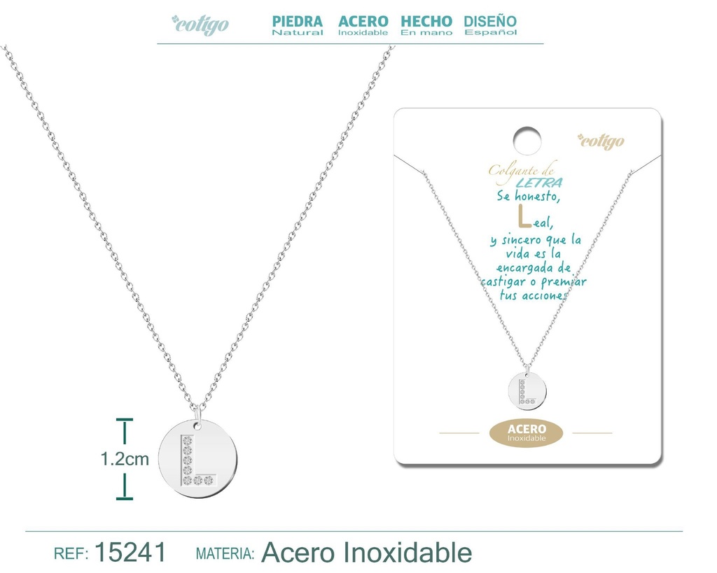 Collar letra L color plateado - Joyas personalizadas y accesorios
