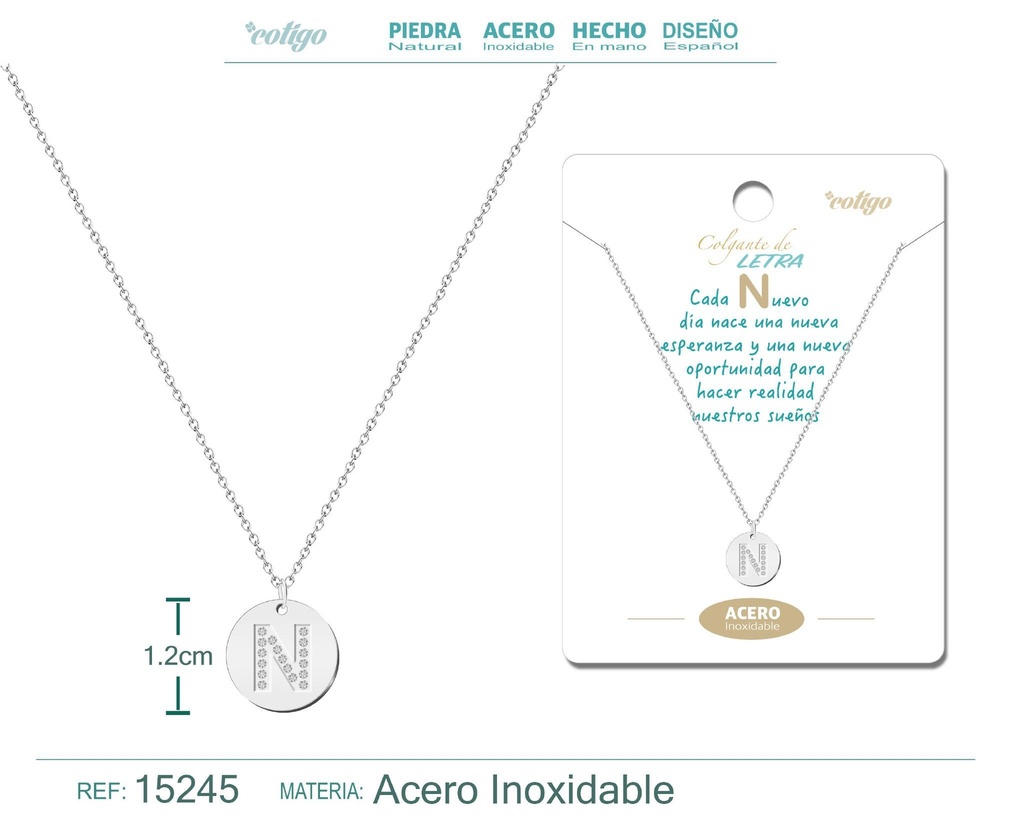 Collar letra N color plateado - Joyas personalizadas y accesorios