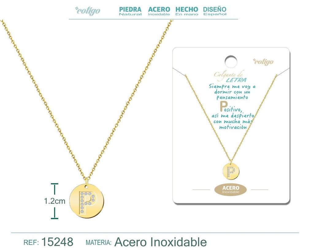 Collar con letra P en color dorado - Joyería personalizada