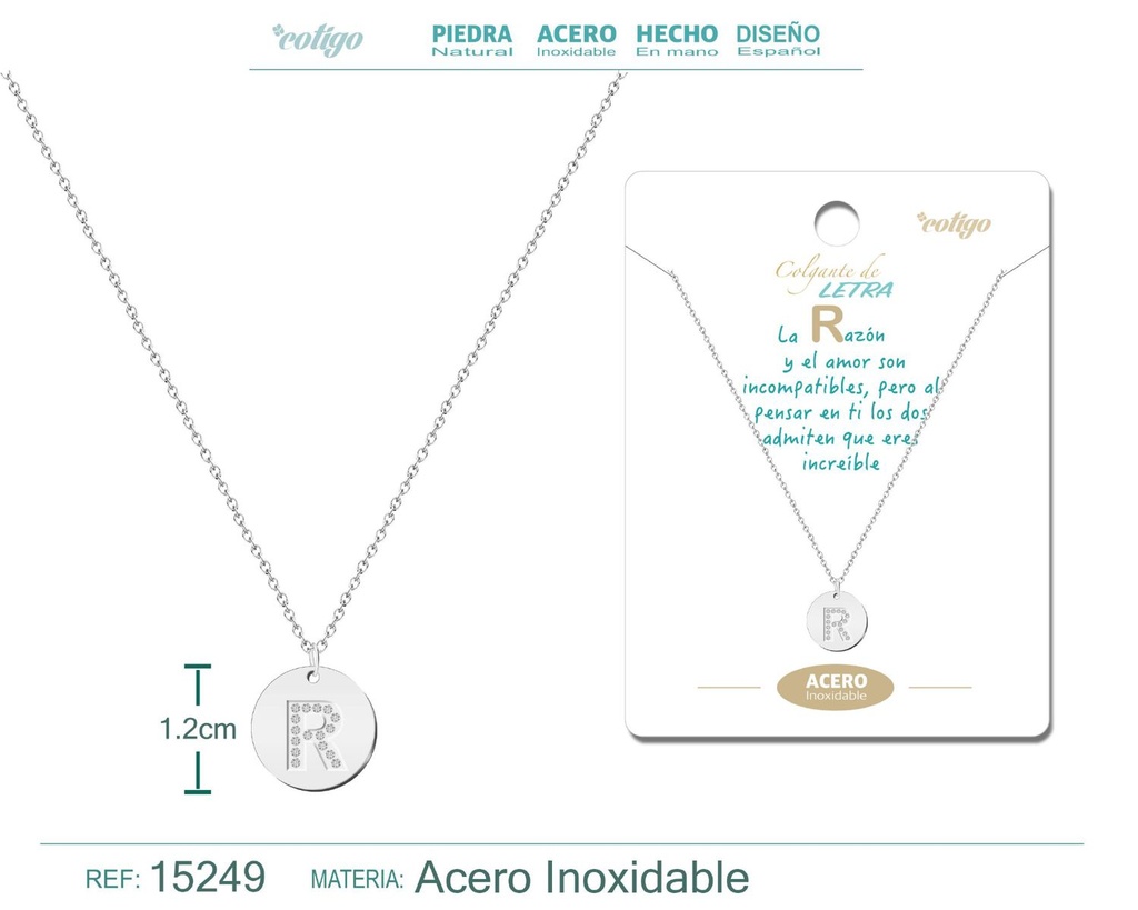Collar con letra R en color plateado - Joyería personalizada