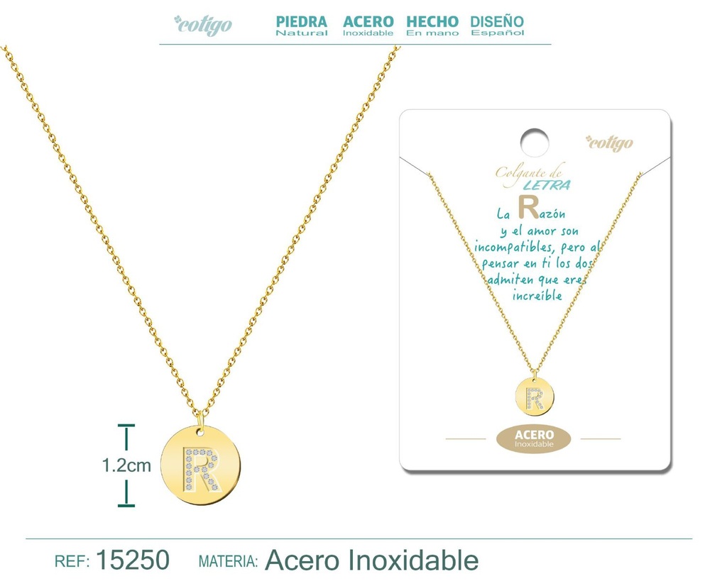Collar con letra R en color dorado - Joyería personalizada