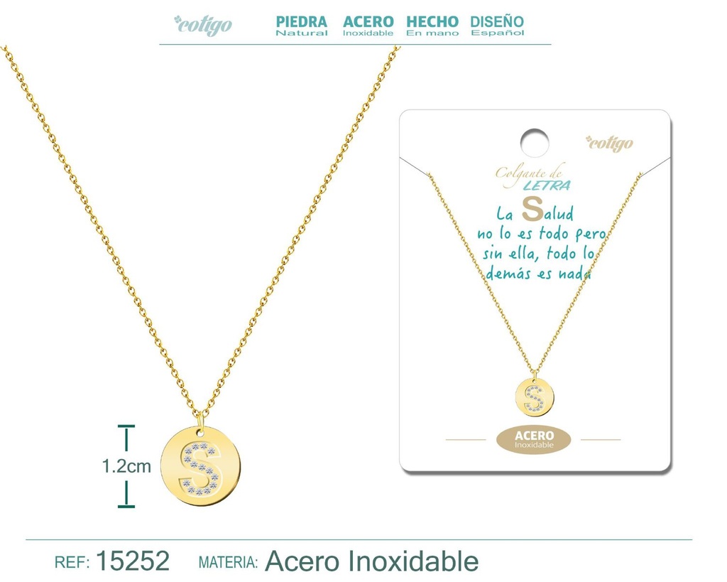 Collar con letra S en color dorado - Joyería personalizada