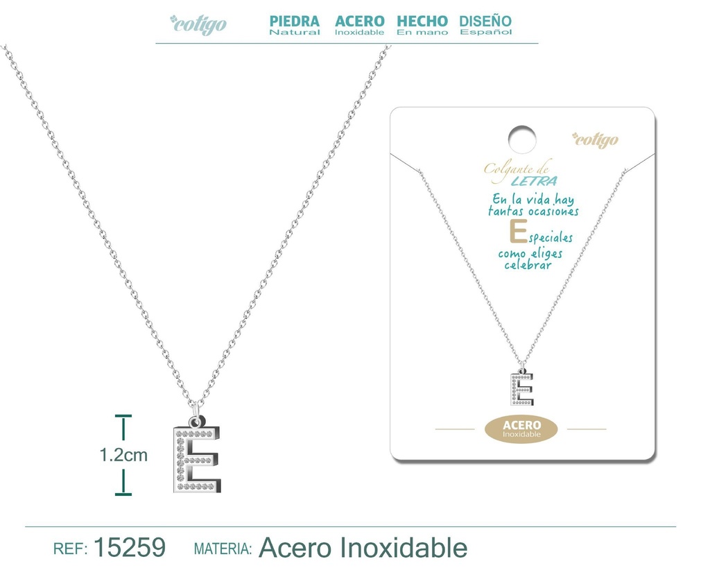 Collar con letra E color plateado - Joyería, collares y accesorios