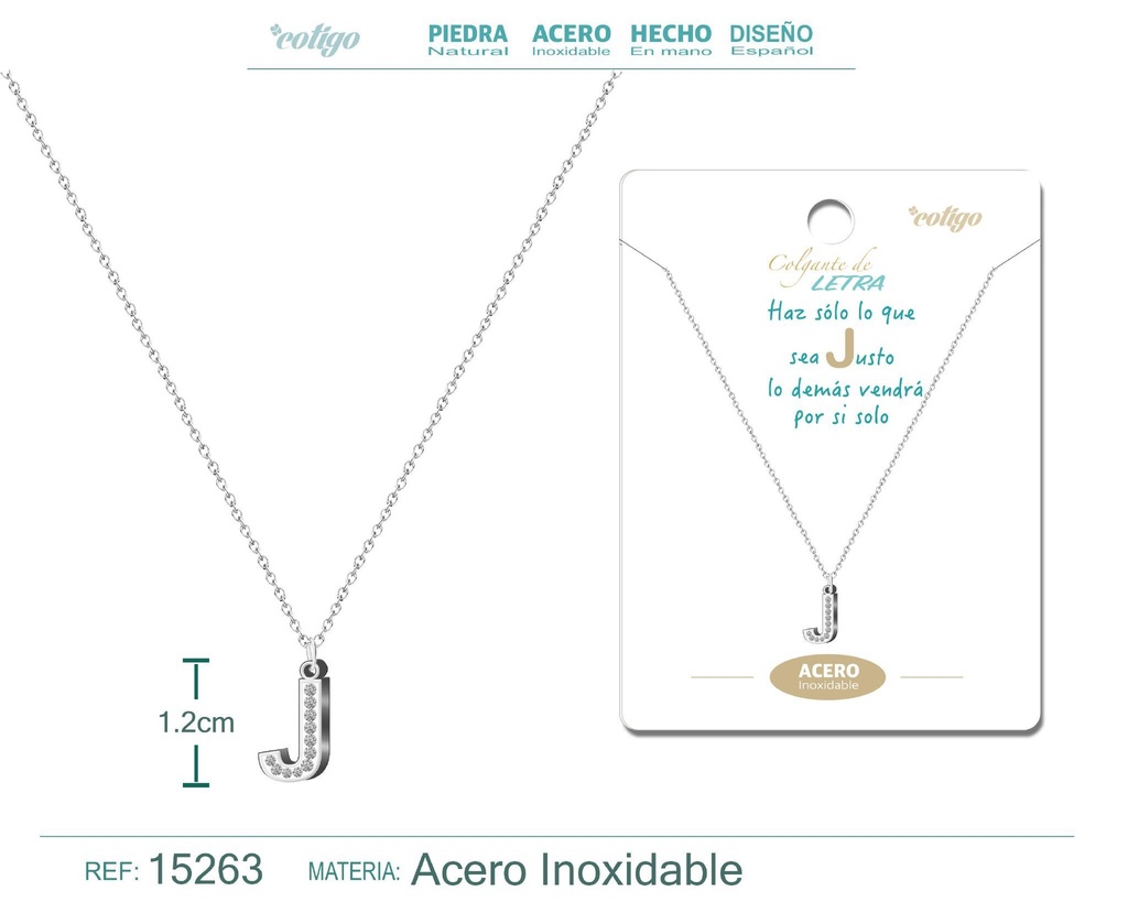 Collar con letra J color plateado - Joyería, collares y accesorios