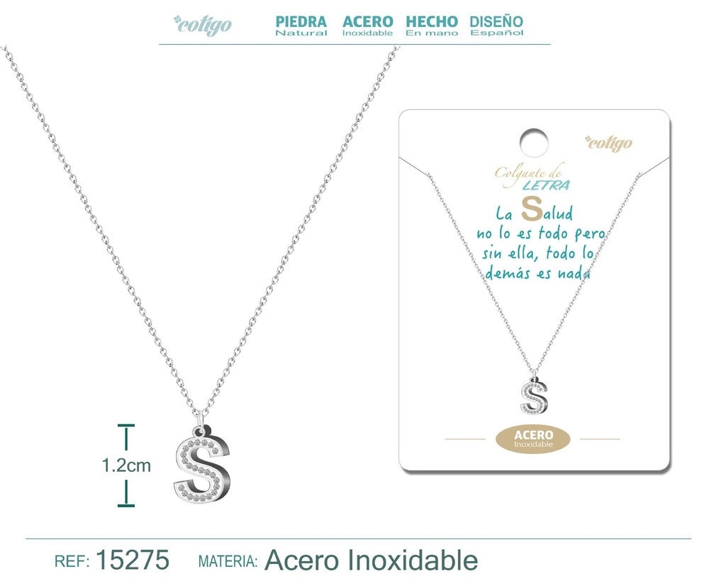 Collar con letra S color plateado - Joyería, collares y accesorios