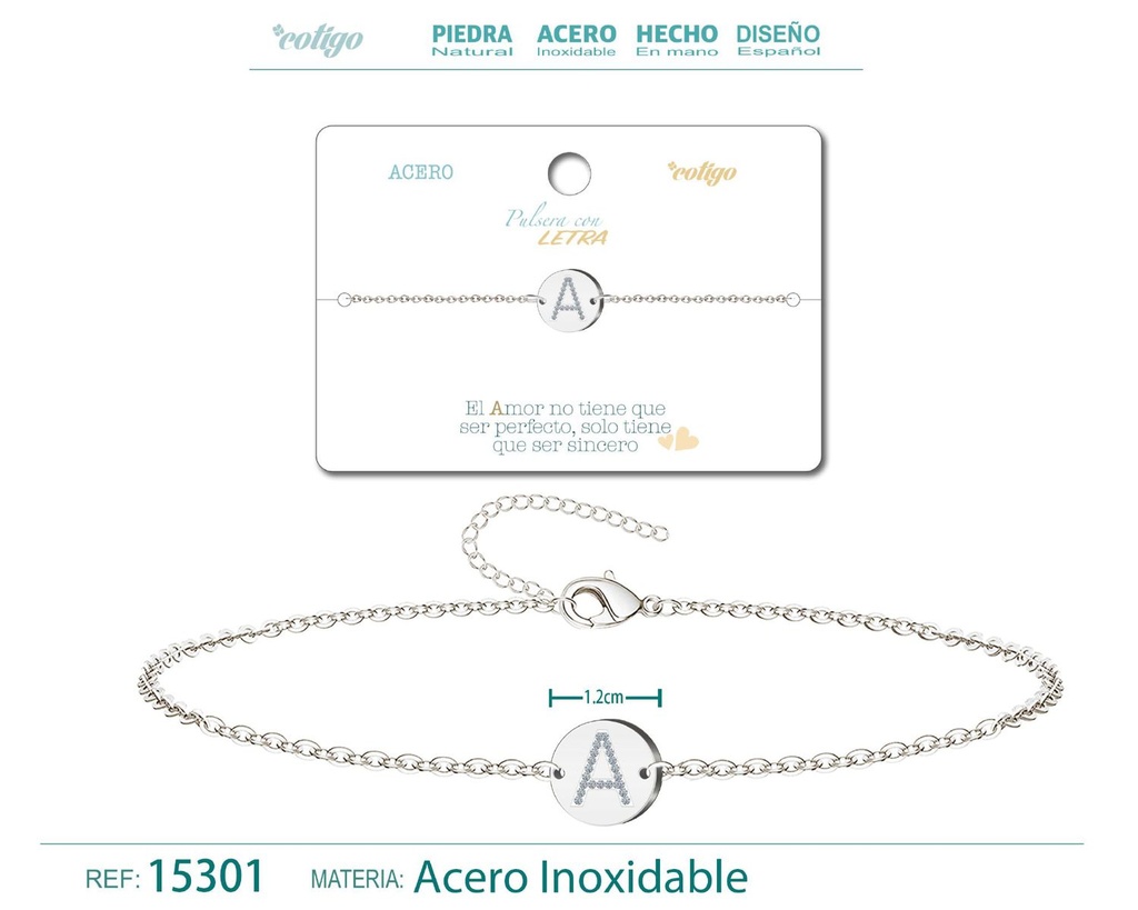 Pulsera con letra C en color plateado - Joyería de moda