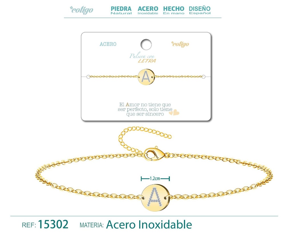 Pulsera con letra C en color dorado - Joyería de moda