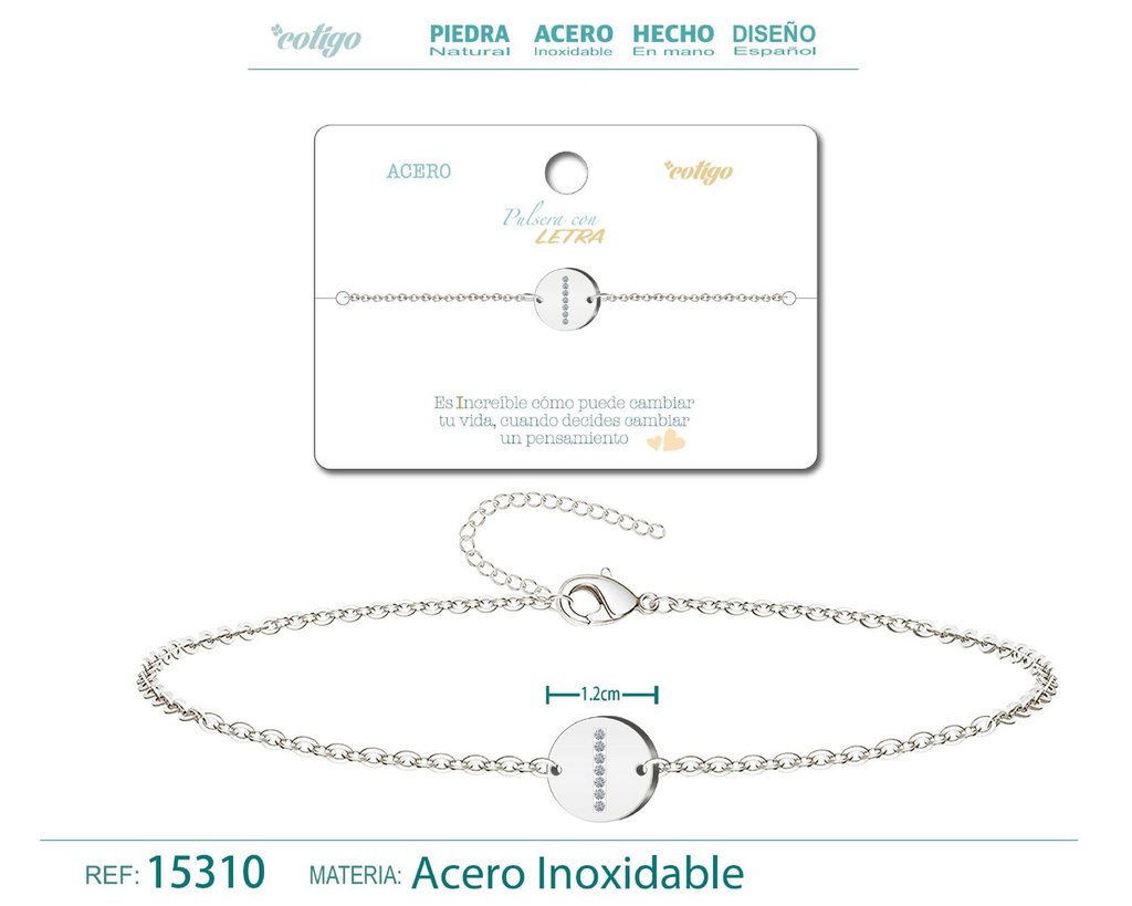 Pulsera con letra J en color dorado - Joyería de moda