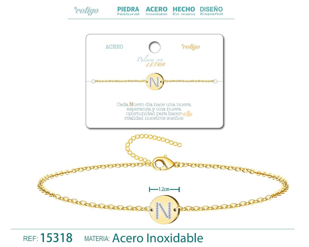 Pulsera con letra P en color dorado - Joyería de moda