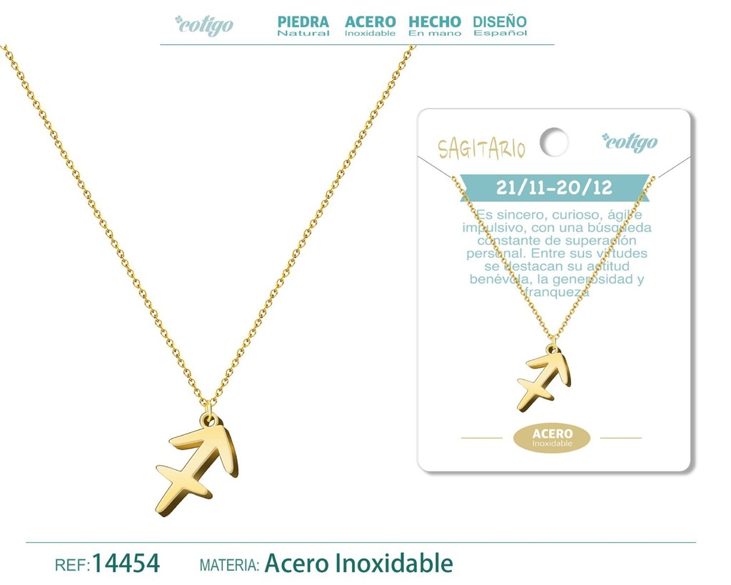 Collar zodiaco Sagitario color dorado - Joyería zodiacal