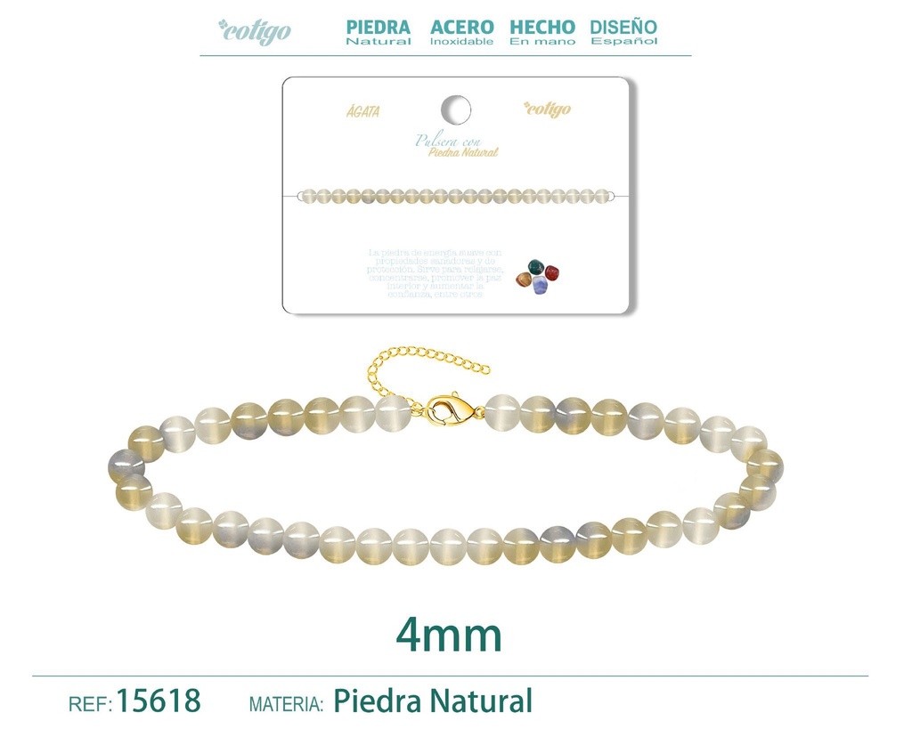 Pulsera de ágata 4mm - Últimas ofertas en pulseras de acero