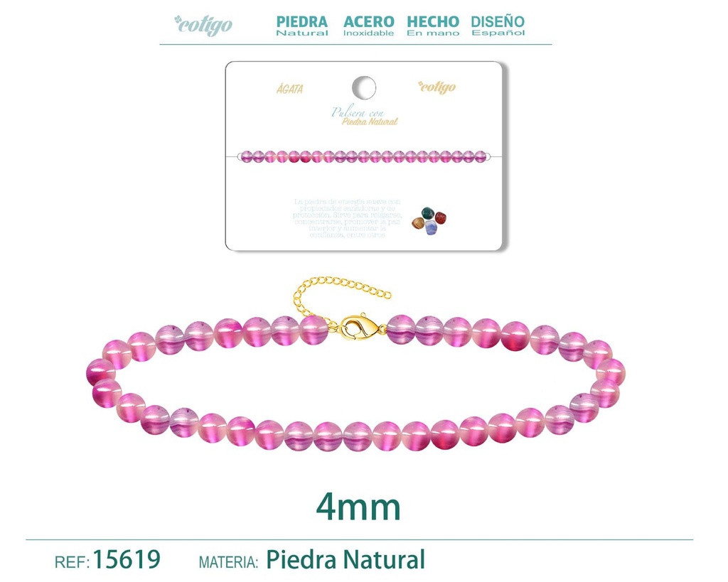 Pulsera de Ágata 4 mm - Joyería de moda y accesorios