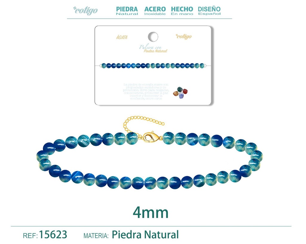 Pulsera de Ágata 4 mm - Joyería de moda y accesorios