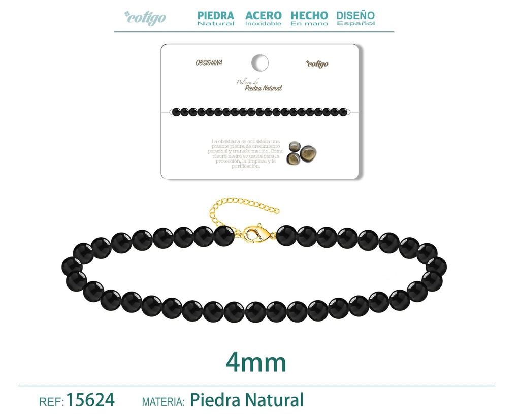 Pulsera de obsidiana 4mm - Últimas ofertas en pulseras de acero