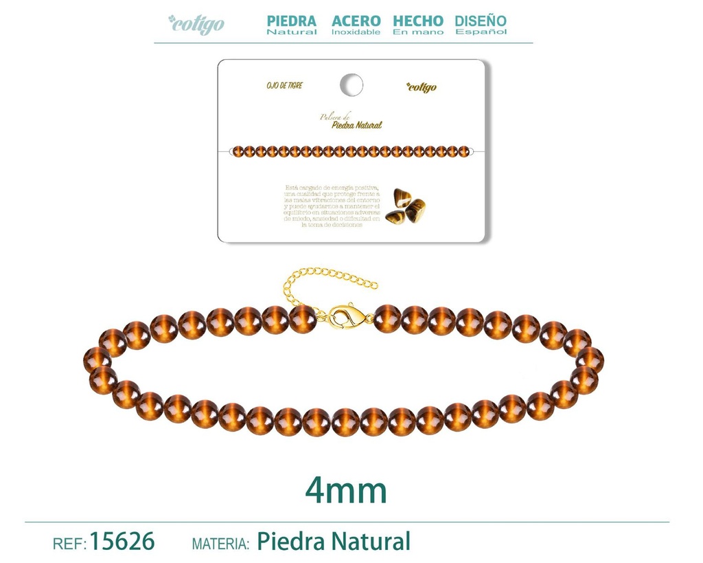 Pulsera de Ojo de Tigre 4 mm - Joyería de moda y accesorios