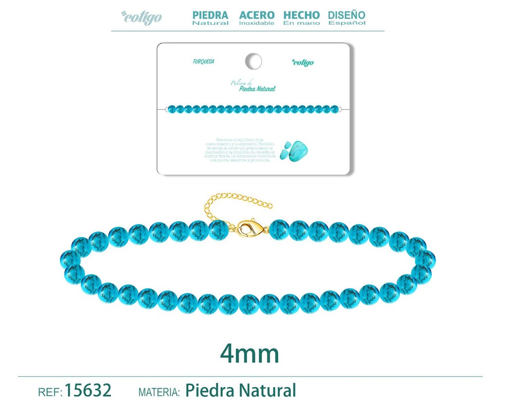 Pulsera de Turquesa Azul 4 mm - Joyería de moda y accesorios