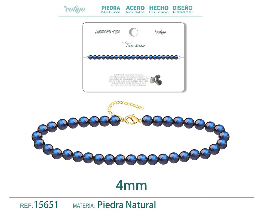 Pulsera de Labradorita Negra 4 mm - Joyería de moda y accesorios