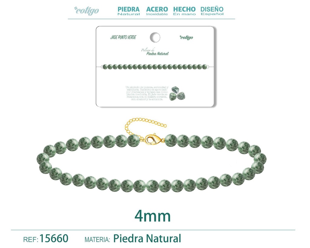 Pulsera de Jade Punto Verde 4 mm - Joyería de moda y accesorios