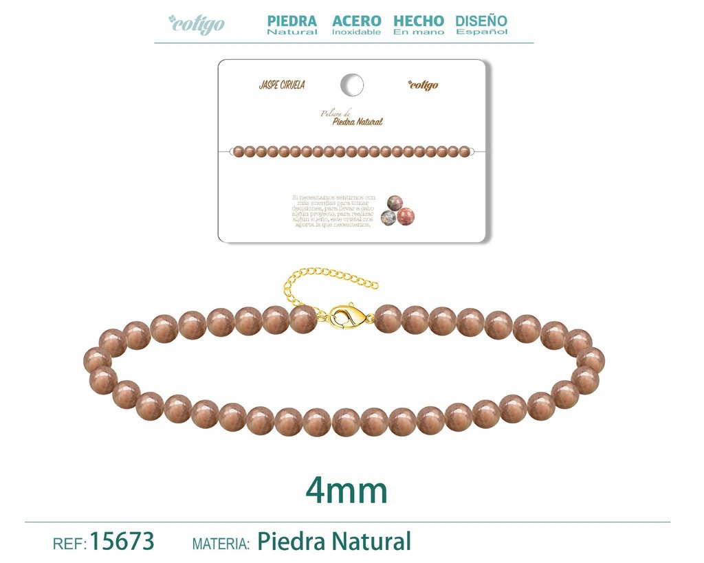 Pulsera de jaspe ciruela de 4 mm - Joyería de moda y pulseras