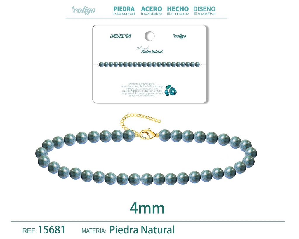 Pulsera de lapislázuli fénix de 4 mm - Joyería de moda y pulseras