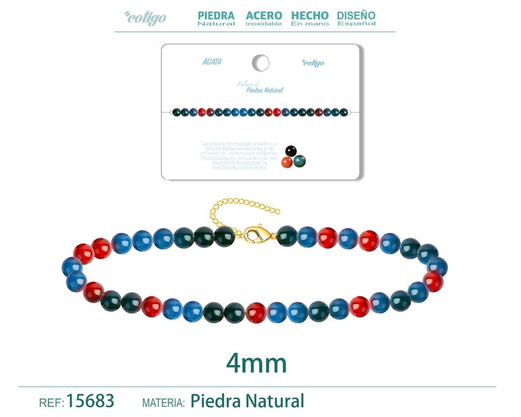 Pulsera de Ágata 4 mm - Joyería de moda y accesorios