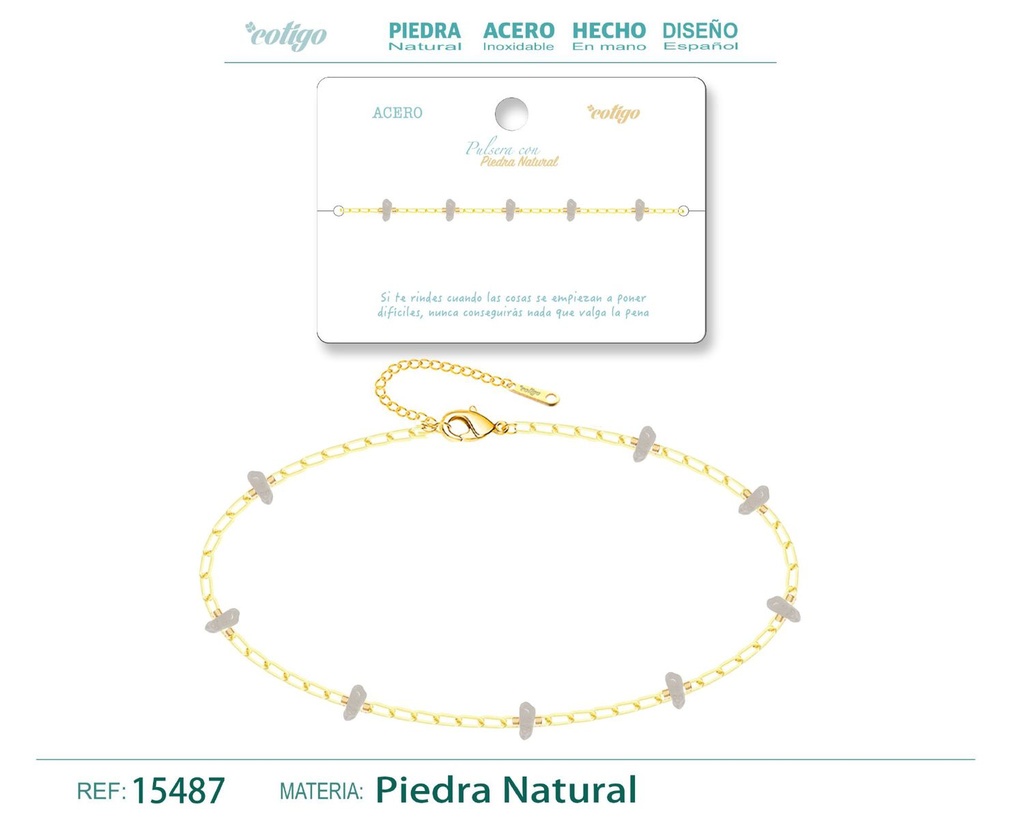 Pulsera de Acero con Piedra Natural - Joyería de acero y accesorios