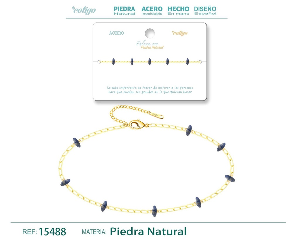 Pulsera de Acero con Piedra Natural - Joyería de acero y accesorios