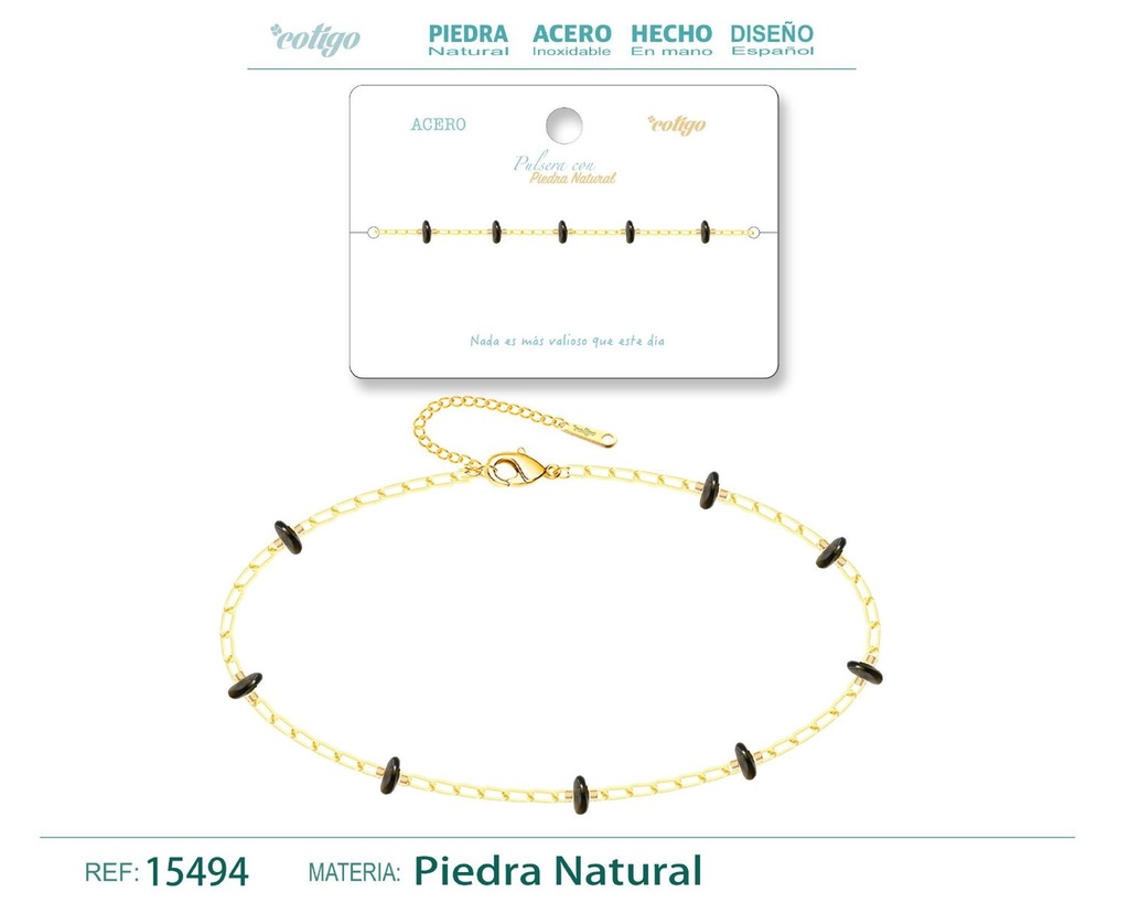 Pulsera de Acero con Piedra Natural - Joyería de acero y accesorios