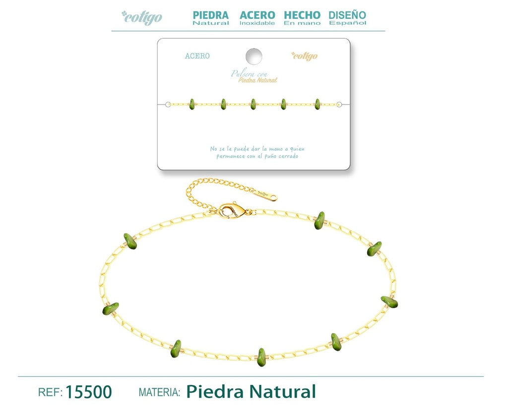 Pulsera de Acero con Piedra Natural - Joyería de acero y accesorios