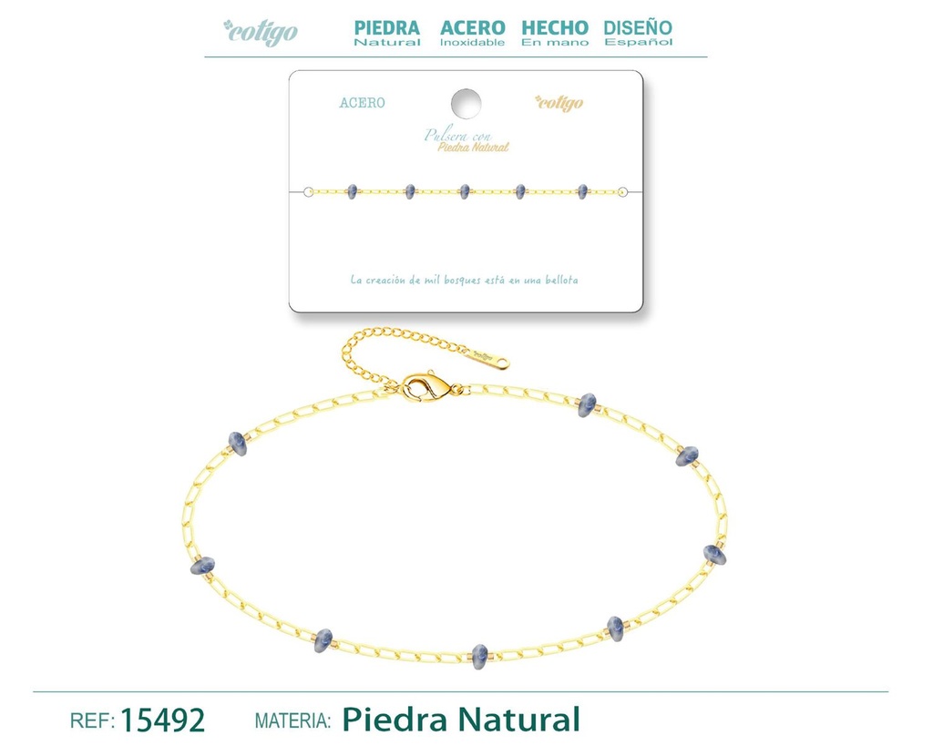 Pulsera de Acero con Piedra Natural - Joyería de acero y accesorios