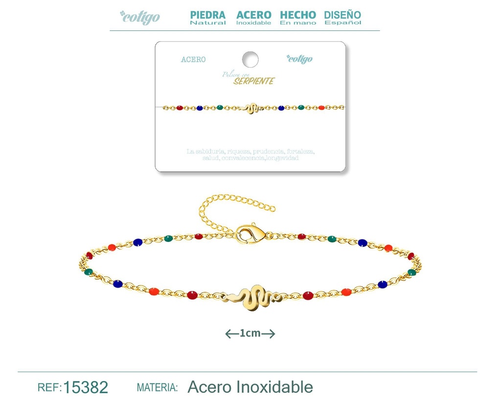 Pulsera de acero multicolor con serpiente - Accesorios de joyería