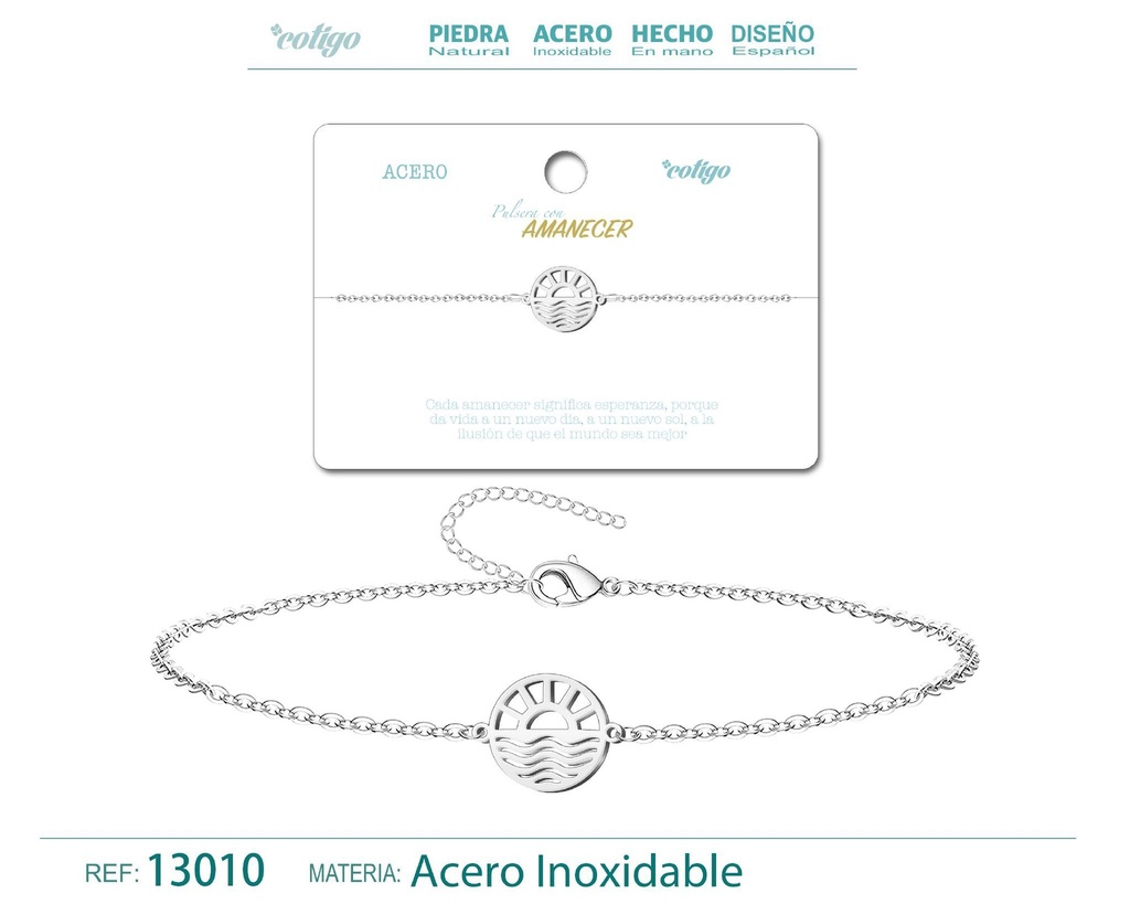 Pulsera Amanecer de Acero Plateado - Accesorios de joyería y pulseras