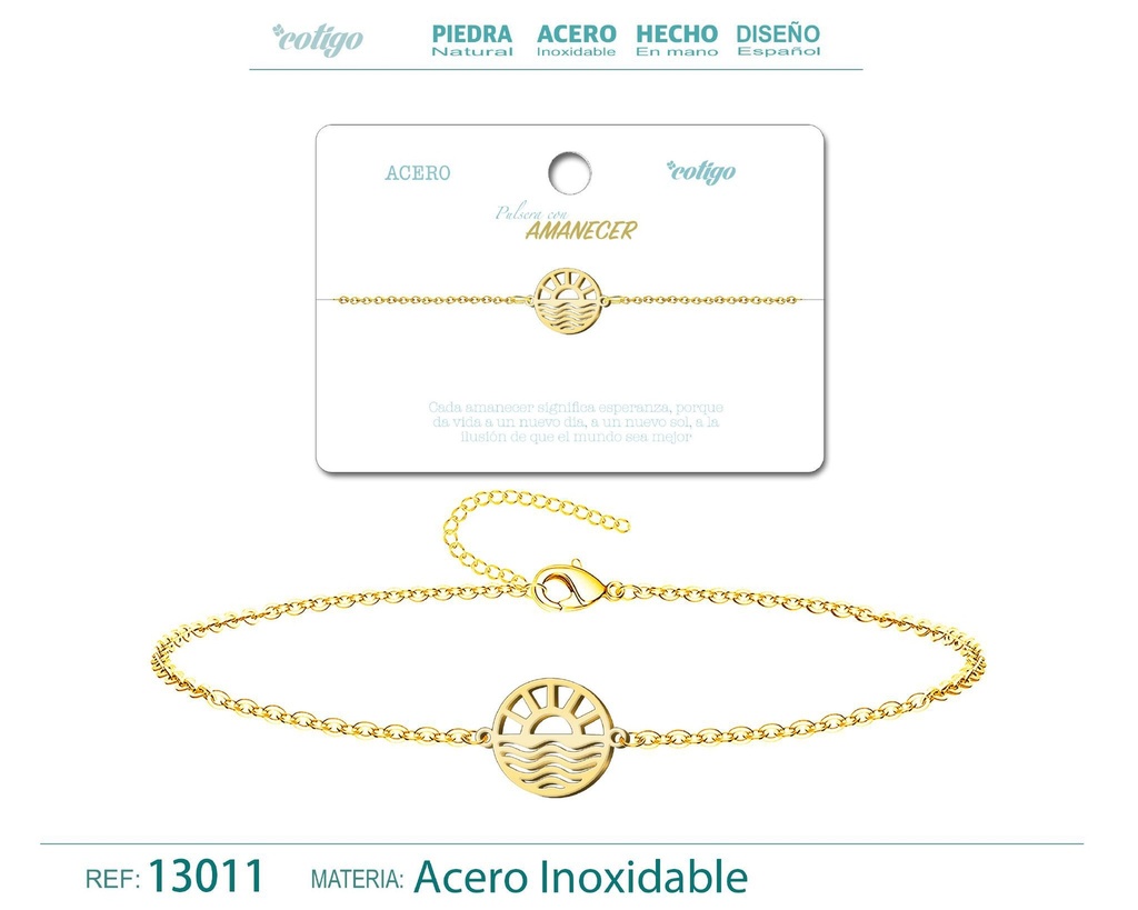 Pulsera Amanecer de Acero Dorado - Accesorios de joyería y pulseras