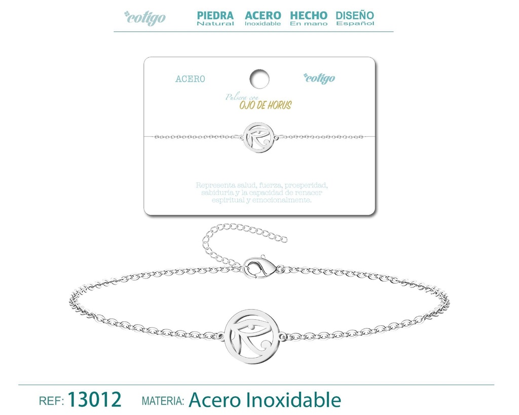 Pulsera Ojo de Horus de Acero Plateado - Accesorios de joyería y pulseras