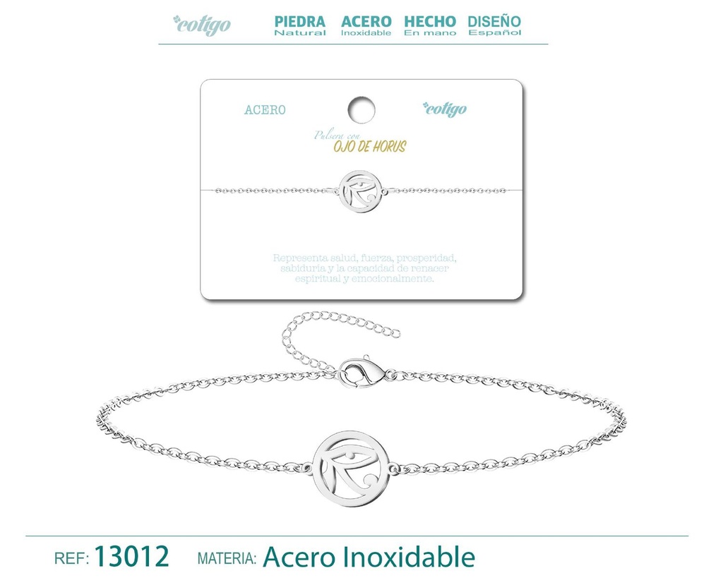 Pulsera de Acero Plateado con Ojo de Horus - Joyería de acero y accesorios