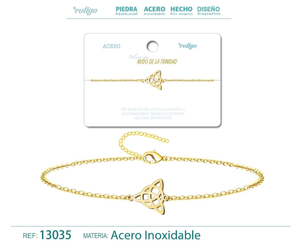 Pulsera Nudo de la Trinidad en Acero Dorado - Joyería de Moda