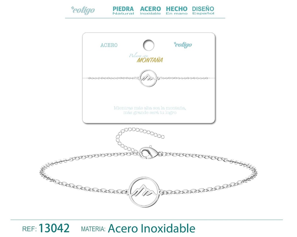 Pulsera Montaña en Acero Plateado - Joyería de Moda