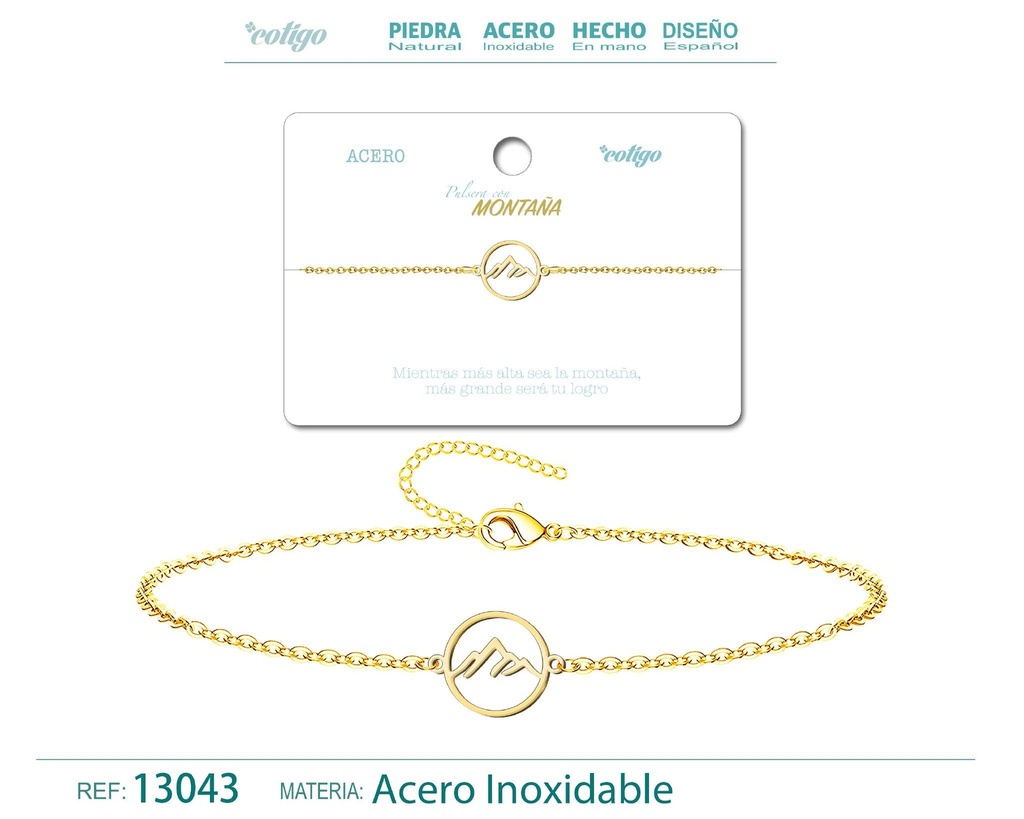 Pulsera Montaña de Acero Dorado - Accesorios de joyería y pulseras