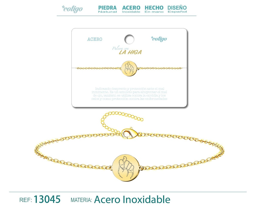 Pulsera La Higa de Acero Dorado - Accesorios de joyería y pulseras