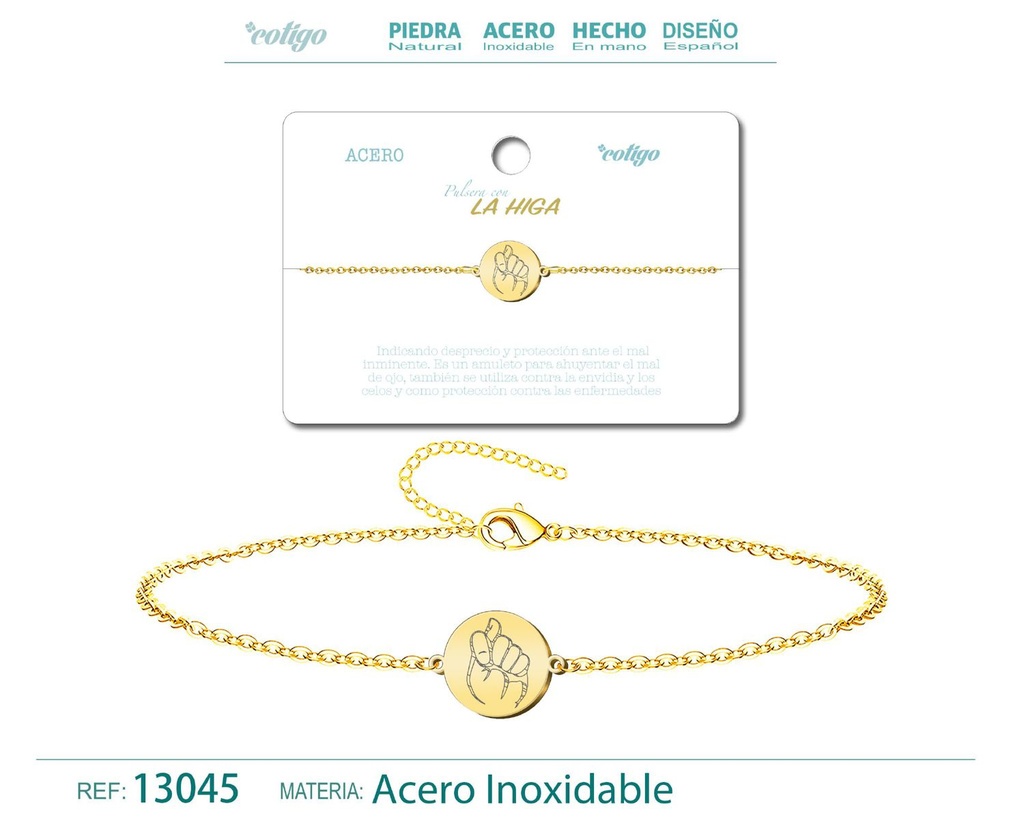 Pulsera La Higa en Acero Dorado - Joyería de Moda