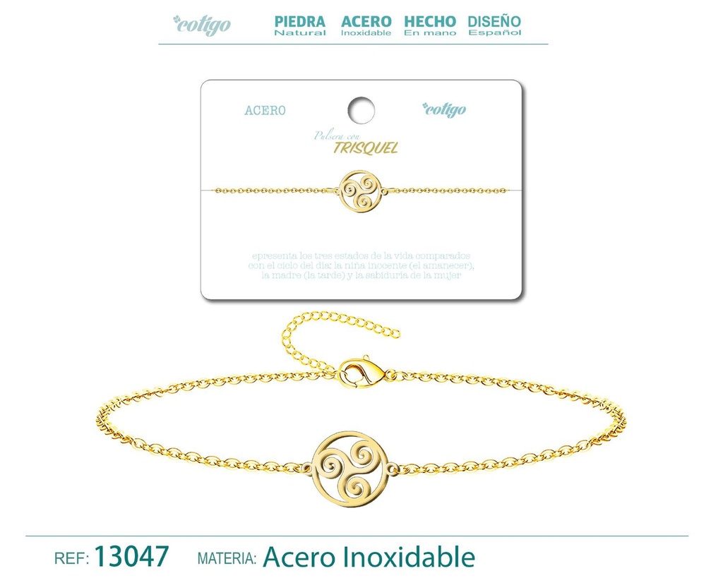 Pulsera Trisquel en Acero Dorado - Joyería de Moda