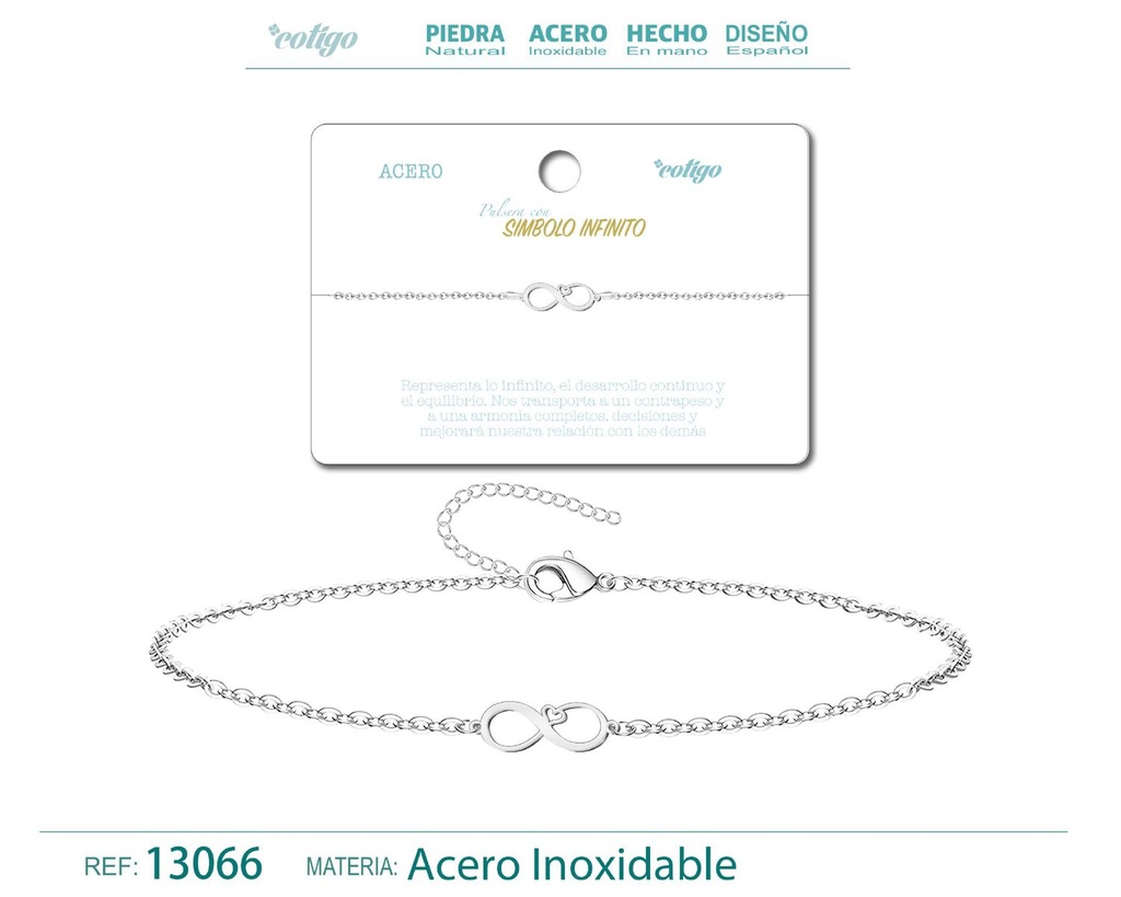 Pulsera Símbolo Infinito en Acero Plateado - Joyería de Moda